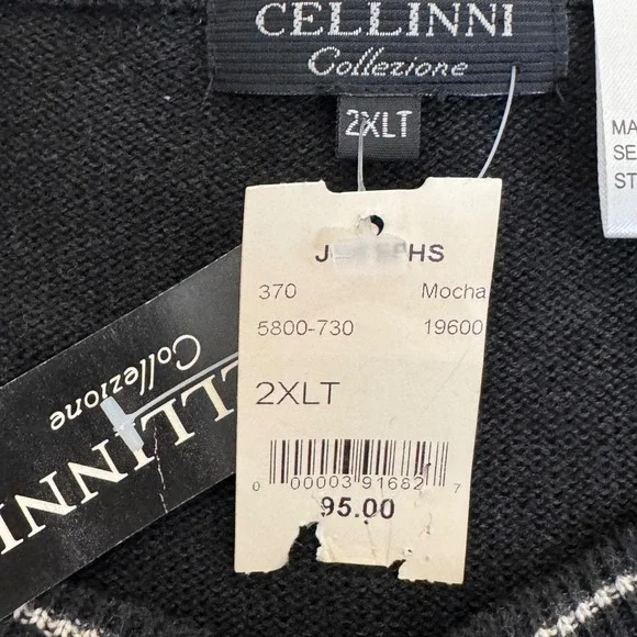 VTG Cellini Sweater Size 2XLT Coogi Style Textured Cosby 3D Knit 90's Deadstock - Picture 11 of 11